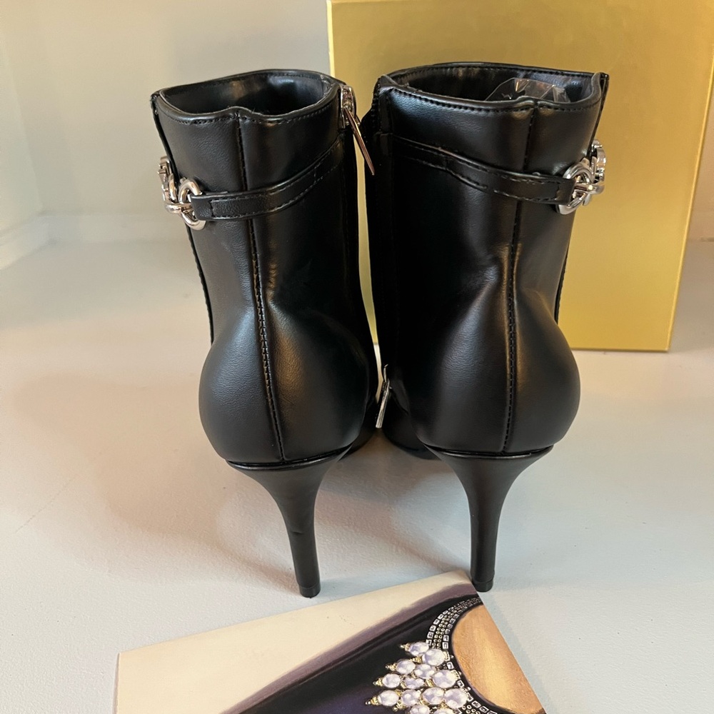 Calvin Klein Black Stiletto Heeled Boots with Luxurious Texture - Picture 4 of 6